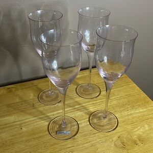 😄Set of 4 pink crystal wine glasses MCM hand made Japan